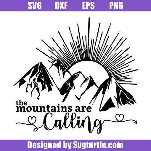 The-mountains-are-calling-svg,-mountain-quotes-svg,-sun-svg