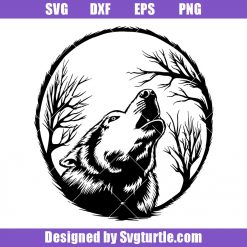 Wolf In A Round Frame Svg, Howling Wolf Svg, Wild wolf Svg