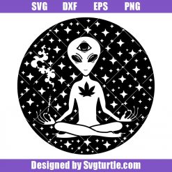 Alien UFO Svg, Alien Weed Svg, Cannabis Alien Svg, Kush Svg