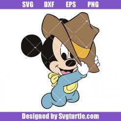 Baby Mickey with Cowboy Hat Svg, Baby Mickey Mouse Svg