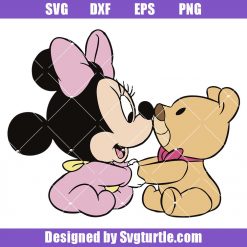 Baby Minnie Sitting Playing with Teddy Bear Svg, Minnie Mouse Svg