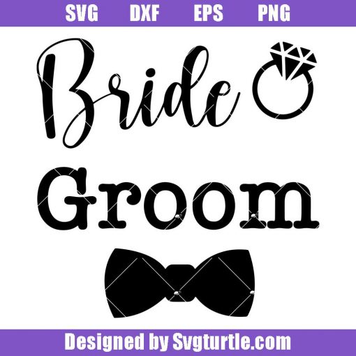 Bride-and-groom-svg,-wedding-rings-and-bows-svg,-wedding-svg
