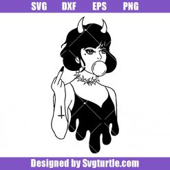 Devil Girl with Middle Finger Svg, Baddie Girl Svg