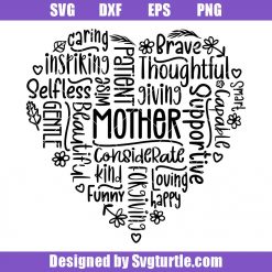 Mom Love Quote Svg, Word Art Heart Svg, Mom Birthday Svg