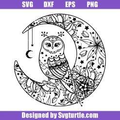 Owl-on-the-moon-mandala-svg,-dream-catcher-svg,-night-time-svg