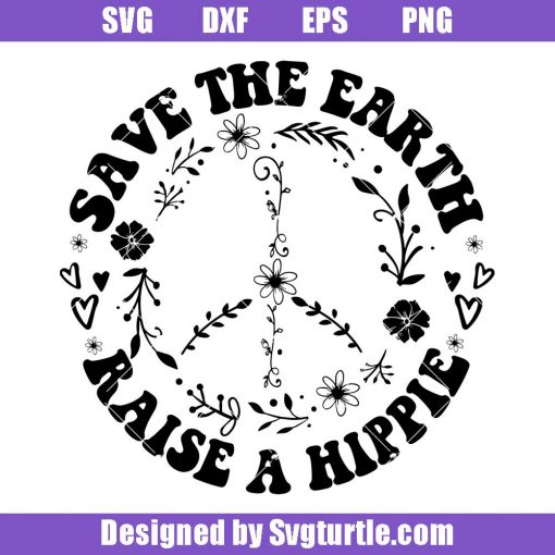 Save-the-earth-svg,-floral-peace-sign-svg,-floral-peace-sign-svg