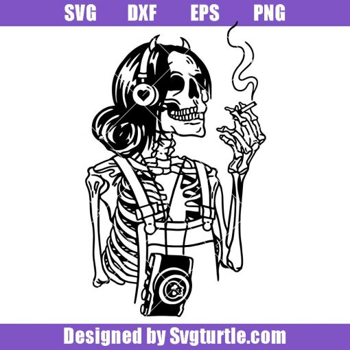 Smoking-devil-skeleton-svg,-skull-svg,-skeleton-woman-svg