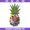 Summer-fruit-svg,-pineapple-flowers-svg,-floral-pineapple-svg