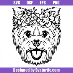Yorkshire-face-with-flowers-svg,-yorkshire-terrier-svg