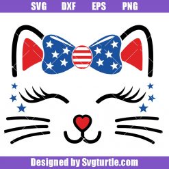 4th of July Cat Face Svg, Independence Day Svg, Cute Cat Svg