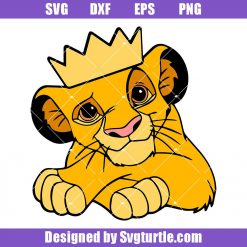 Baby Lion King Svg, Cute Lion Svg, Lion with Crown Svg