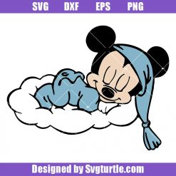 Baby Mickey with Sweet Dreams Svg, Mickey Sleeping on Cloud Svg