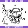 Dinosaur-with-headphones-svg,-musical-dinosaur-svg