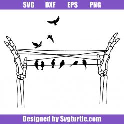 Game Skeleton Hand with Flock Of Birds Svg, Thread Game Svg