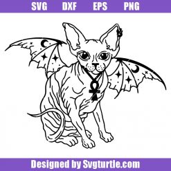 Sphynx-with-wings-svg,-mystical-cat-svg,-hairless-cat-svg