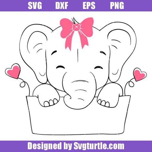 Cute-elephant-with-name-custom-svg,-cute-baby-elephant-svg