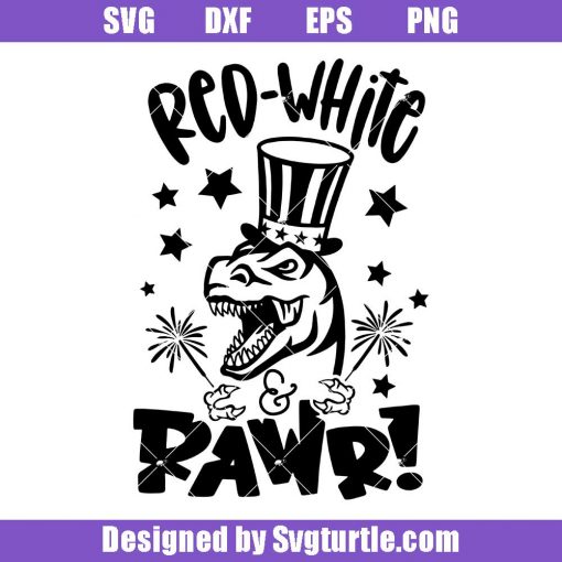 Cute-usa-dinosaur-svg,-red-white-and-rawr!-svg,--4th-of-july-svg