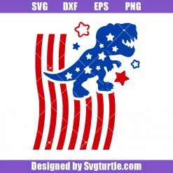 Dinosaur American Flag Svg, Patriotic Tyrannosaurus Svg