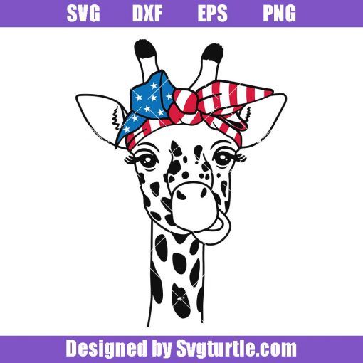 Giraffe-bandana-july-4th-svg,-cute-giraffe-svg,-animal-svg