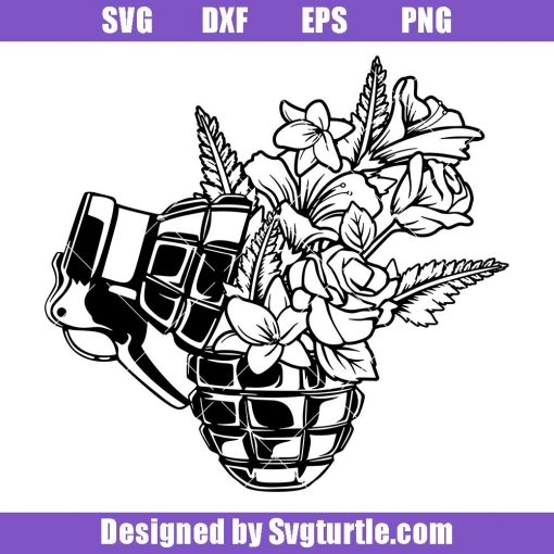Grenade-with-flowers-svg,-battle-soldier-svg,-grenade-svg