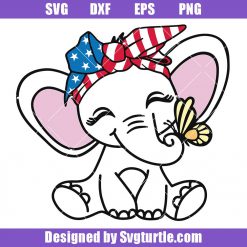 July 4th Elephant Bandana Svg, Elephant Svg, Cute Elephant Svg