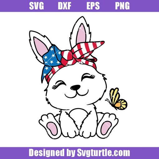 Rabbit-bandana-july-4th-svg,-cute-rabbit-svg,-bunny-scarf-svg