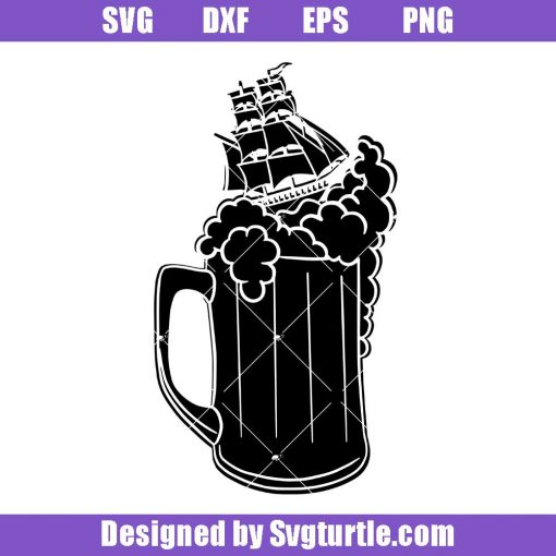 Ship-floating-in-beer-foam-svg,-beer-mug-svg,-beer-svg