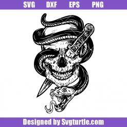 Snake and Knife Skull Svg, Skull Tattoo Svg, Skull Art Svg