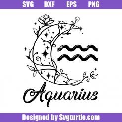 The Crescent Moon Zodiac Aquarius Svg, Aquarius Zodiac Tattoo Svg
