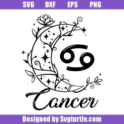 The Crescent Moon Zodiac Cancer Svg, Cancer Zodiac Tattoo Svg