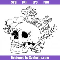 Skull-with-mushroom-svg,-mystical-mushroom-skull-svg,-skull-svg