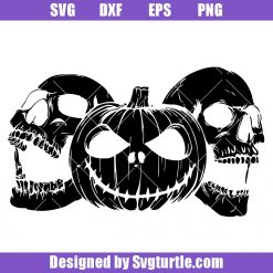 Spooky Pumpkin Skull Svg, Halloween Pumpkin Svg, Skull Svg