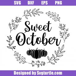 Fall Wreath Svg, Sweet October Svg, Autumn Svg, Fall Svg
