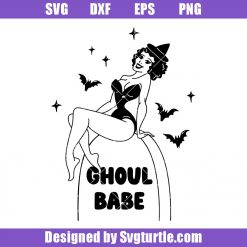 Ghoul Babe Svg, Retro Halloween Svg, Beautiful Witch Svg