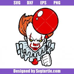 Horror Pennywise Clown Holding A Balloon Svg, Pennywise Svg