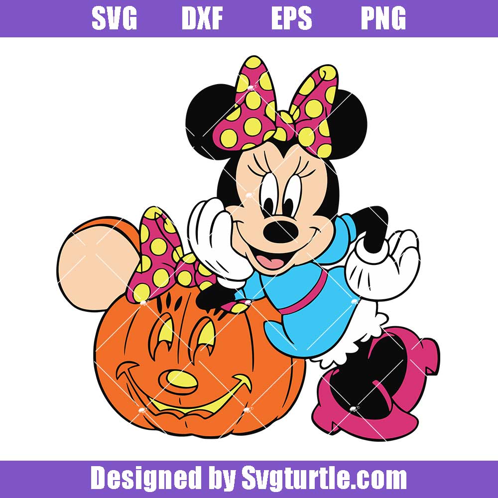 Minnie Mouse with Pumpkin Lights Svg, Cute Minnie Halloween