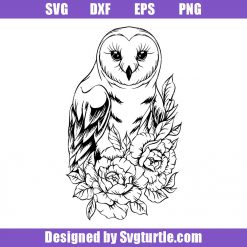 Owl With Flowers Svg, Owl Moon Svg, Animal Flowers Svg