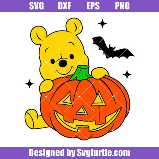 Pumpkin-fall-season-honey-bear-svg,-pooh-halloween-svg