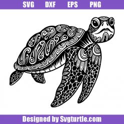 Sea Turtle Mandala Svg, Sea Turtle Zentangle Svg, Ocean Svg