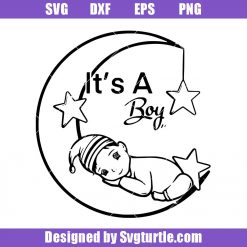 Sleeping-baby-boy-in-the-moon-svg,-it's-a-boy-svg,-baby-svg