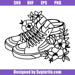 Sneakers Decorated with Flowers Svg, Floral Sneakers Svg