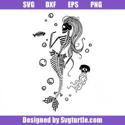 Spooky Mermaid Svg, Dancing Skeleton Svg, Skelemaid Svg