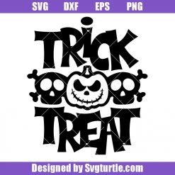 Trick or Treat Halloween Svg, Pumpkin Skull Svg, Spooky Svg