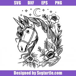 Unicorn With Flowers Svg