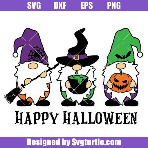 Cute-gnome-with-broom-cauldron-pumpkin-svg,-halloween-gnomes-svg