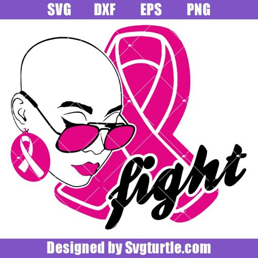 Fight-pink-ribbon-svg,-bald-woman-svg,-awareness-ribbon-svg