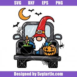 Halloween Gnome On Truck Svg, Witch Gnome Svg, Halloween Truck Svg