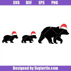 Bear Family with Santa Claus Hat Svg, Christmas Family Bear Svg