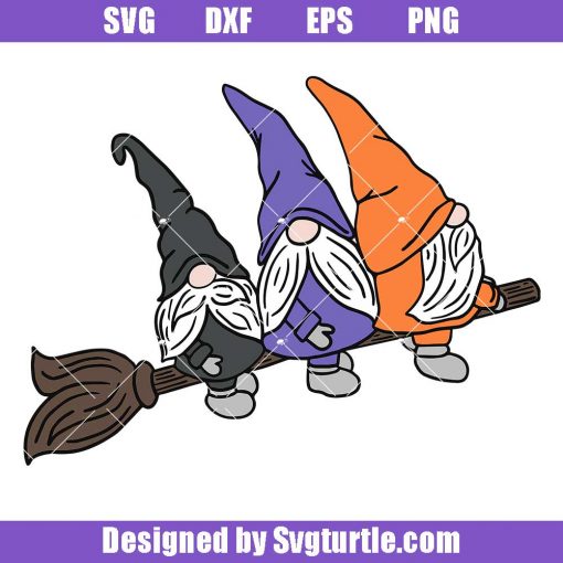 Flying Gnomes on Broomstick Halloween Svg