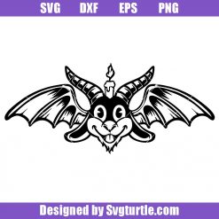 Goat Head with Bat Winged Svg, Halloween Bat Svg, Spooky Bat Svg